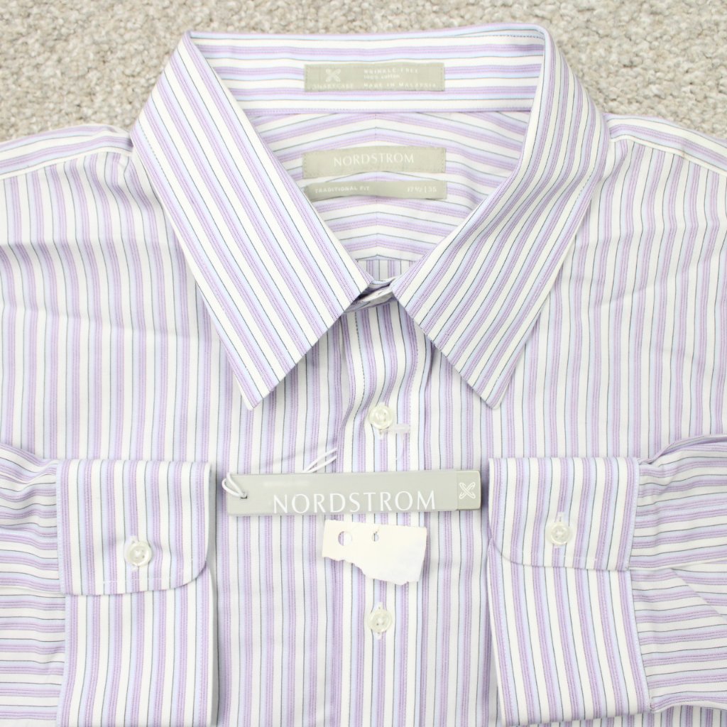 Nordstrom Shirt Nwt Men 17 1/2, 35 Purple Smartcare Traditional Fit Wrinkle Free